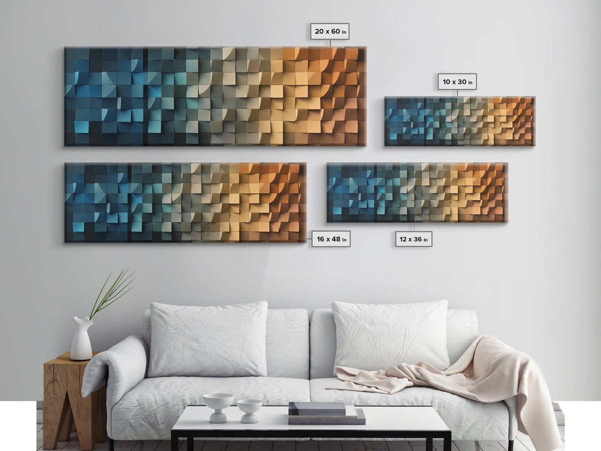 Waves - Abstract Geometric Painting Wall Art - Wood Framed Canvas Print - Abstract Home Decor