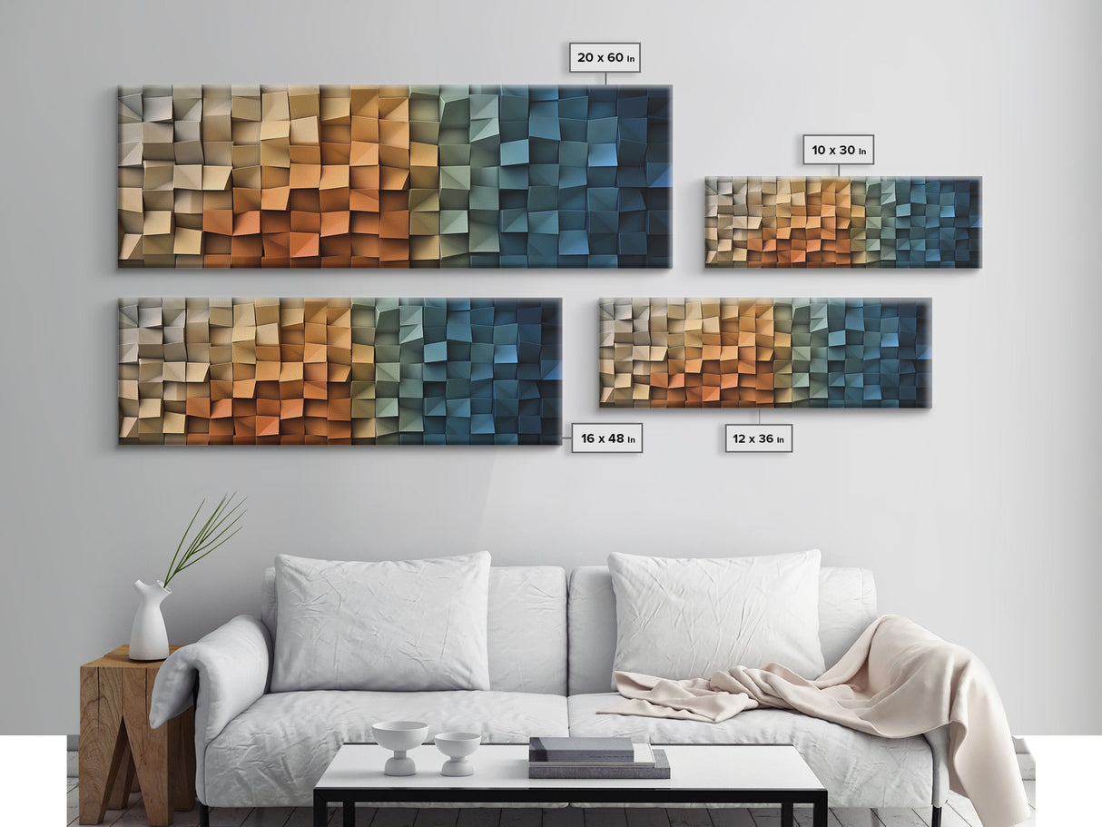 The Beach as Cubes - Framed Canvas Print - Abstract Geometric Patterns Wall Art