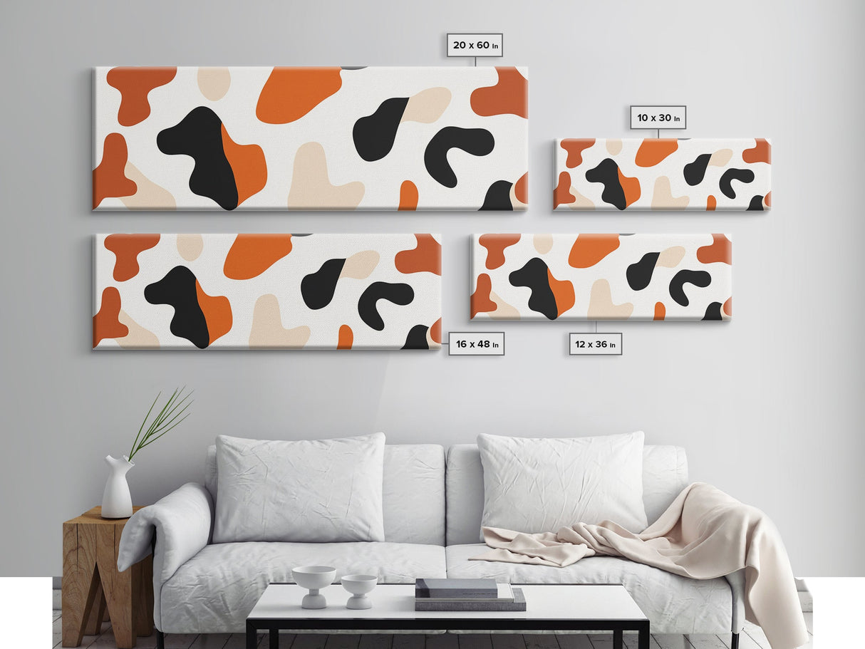 Abstract Cheetah Print Art, Animal Print Wall Art, Canvas Print, Extra Wide Oversized Abova Sofa Wall Art