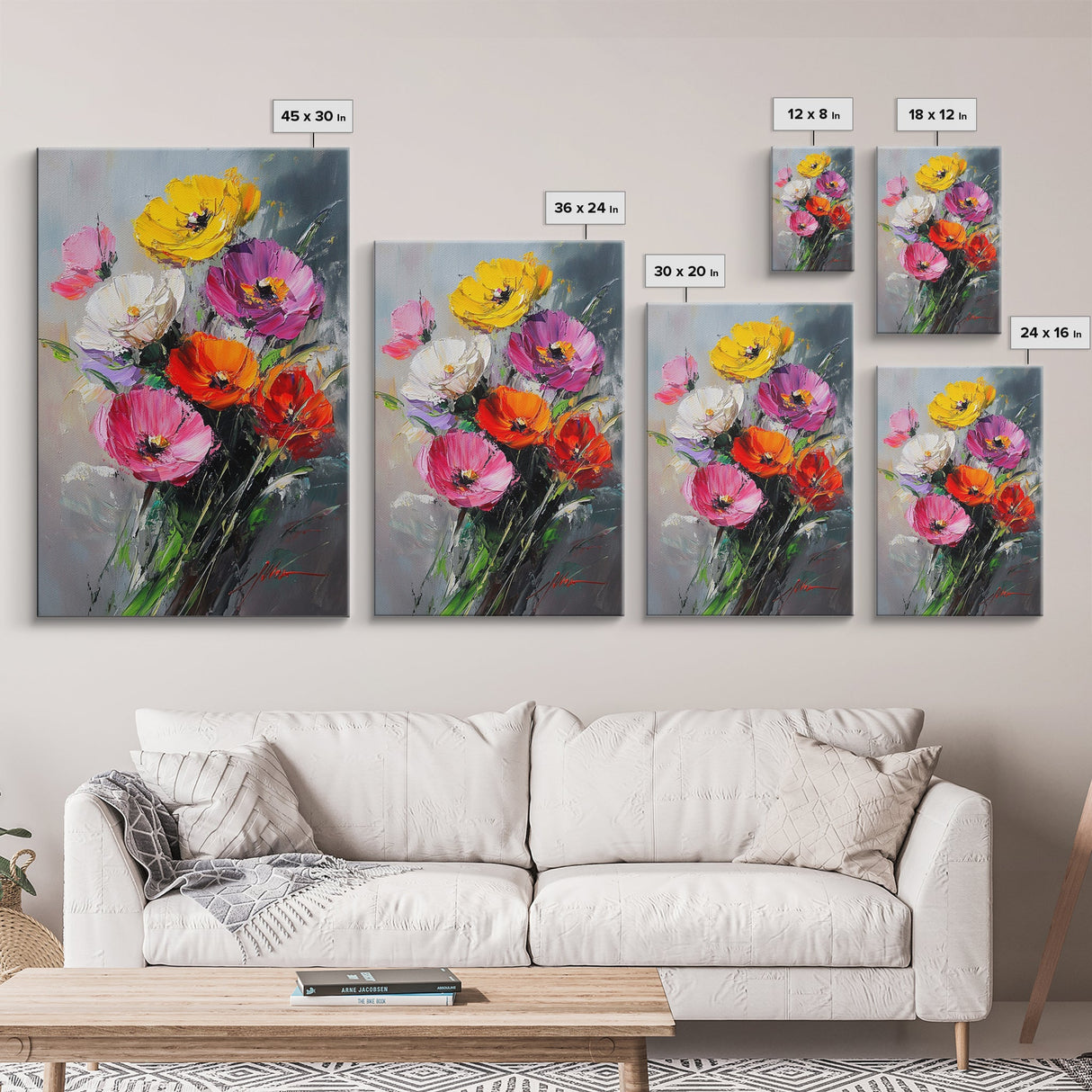 Wild Flower Painting Print On Canvas, Wood Framed Wall Art, Original Art, Flowers Painting, Floral Print, Modern Art, Living Room Wall Art