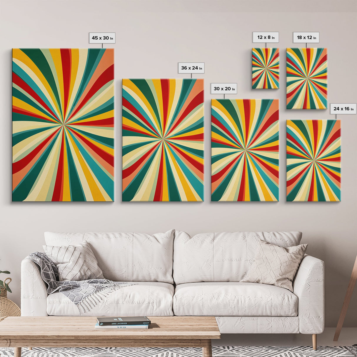 MCM Style Abstract Art - "The Tunnel" - Mid-Century Modern Wall Art, Large Wood Framed Wall Art with Midcentury Modern Style, Boho Decor