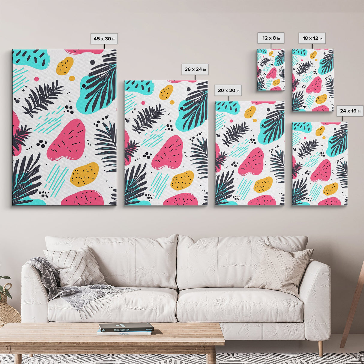 Colorful Abstract Painting Canvas Print, Retro Style Wall Art