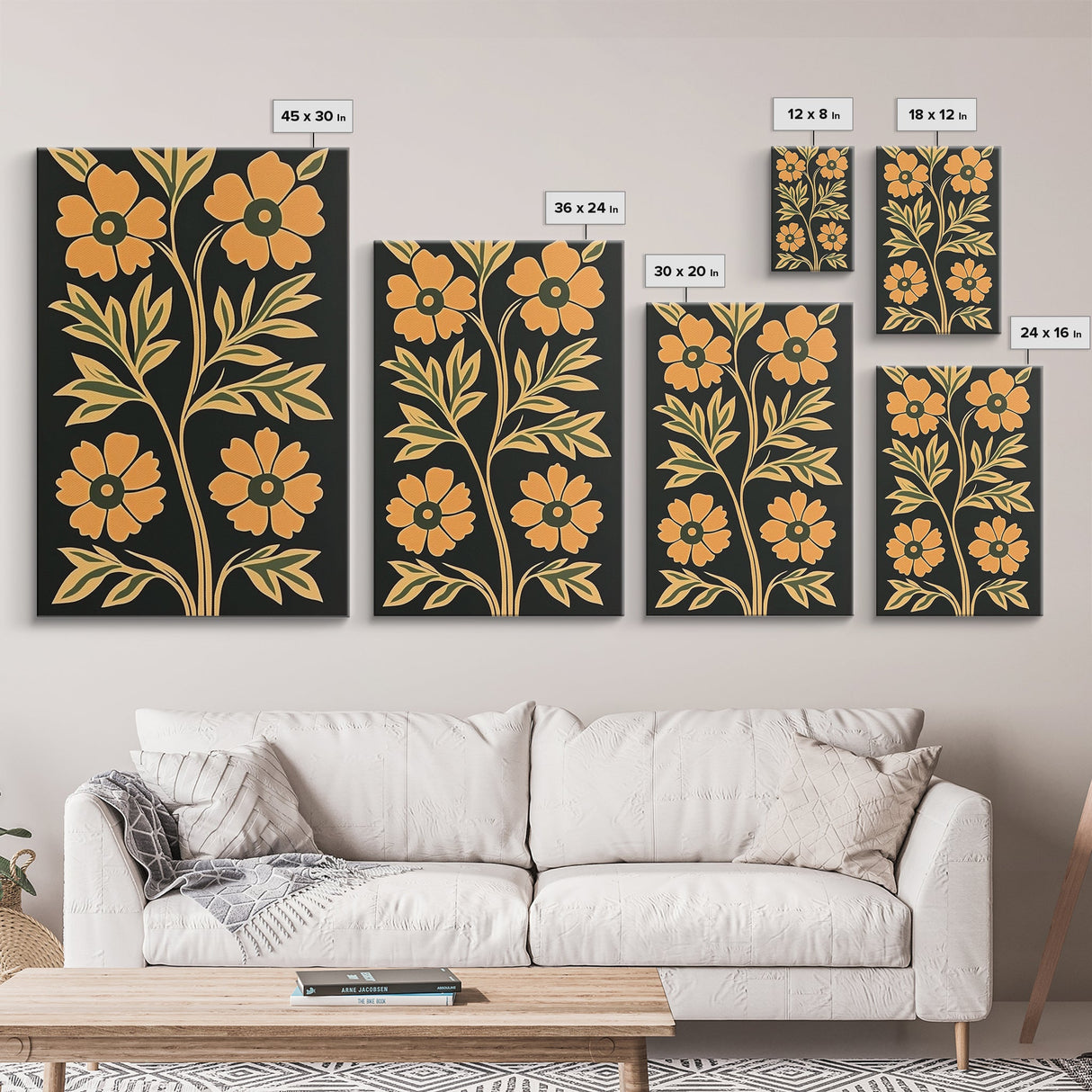 Framed Canvas Print Wall Art Boho Floral Print, Botanical Wall Art, Flower Market Poster, Minimalist Home Decor, Modern Farmhouse Art