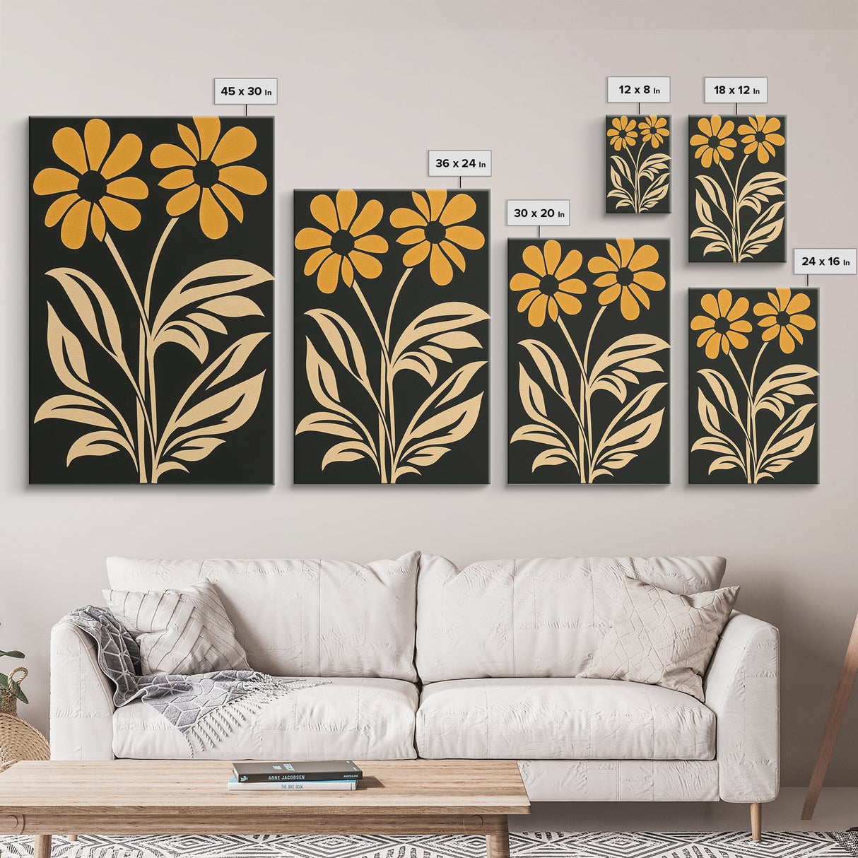 Minimalist Framed Canvas Print Wall Art Botanical Print Flower Wall Art Floral Orange Flower Art Boho Modern Farmhouse Home Decor