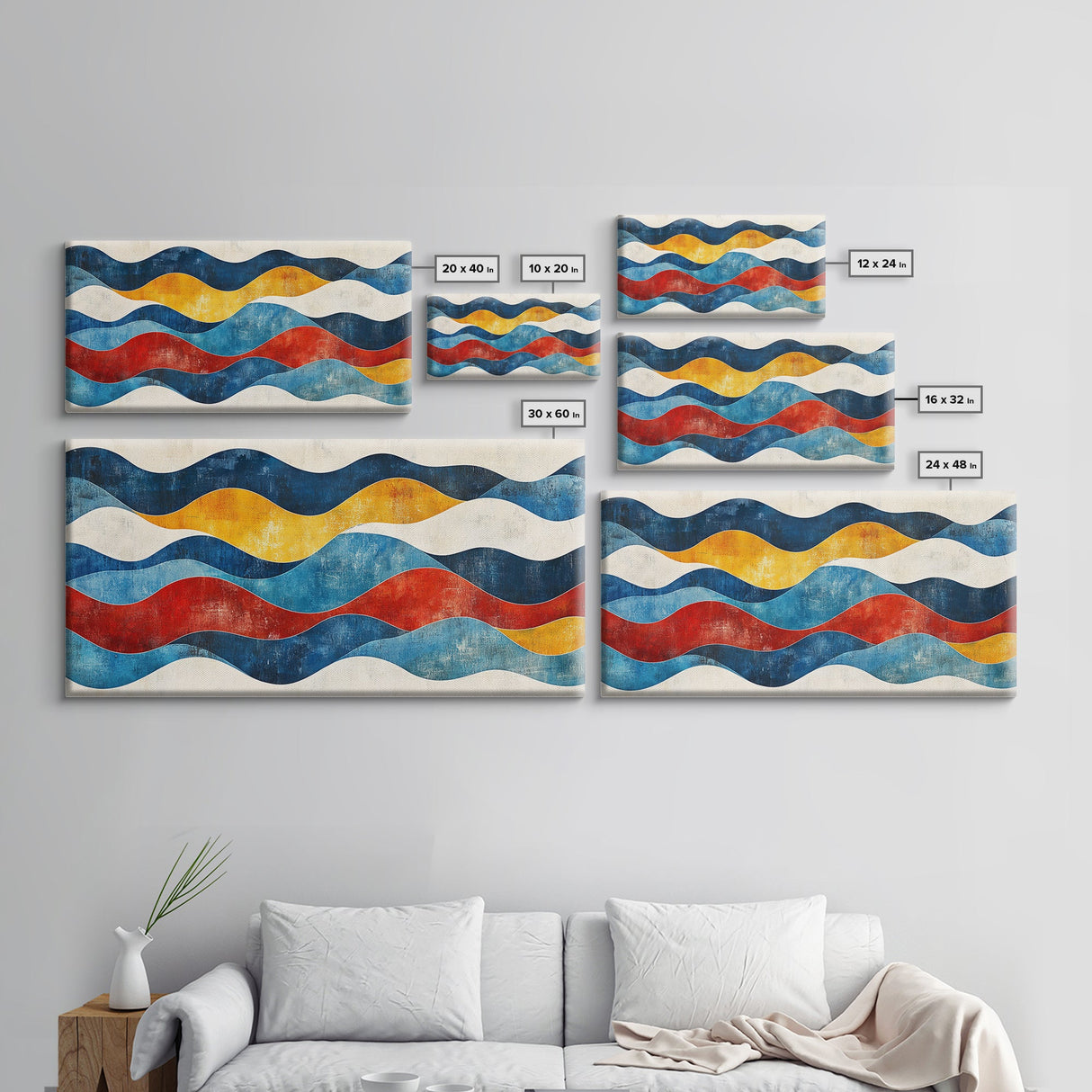 Boho Mid Century Modern Wall Art Canvas Print, Wood Frame Wall Art, Geometric Wall Art, Minimalist Wall Art, Housewarming Gift Idea