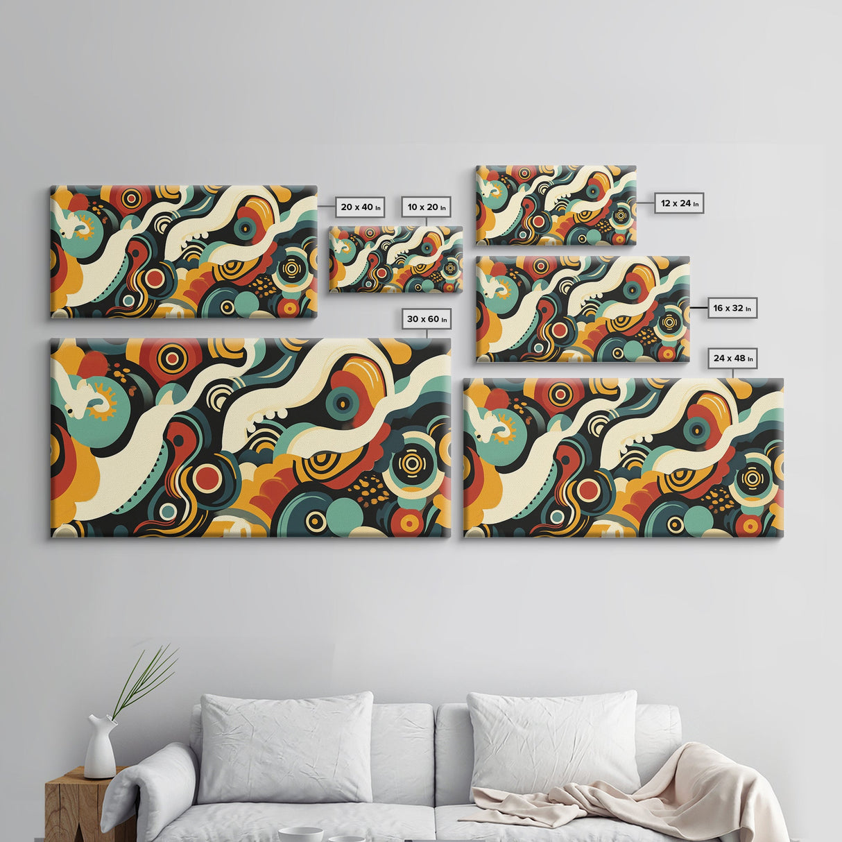 Surrealist Abstract Art, Framed Canvas Print, Kitsch Decor, Boho Style Eclectic Home Decor