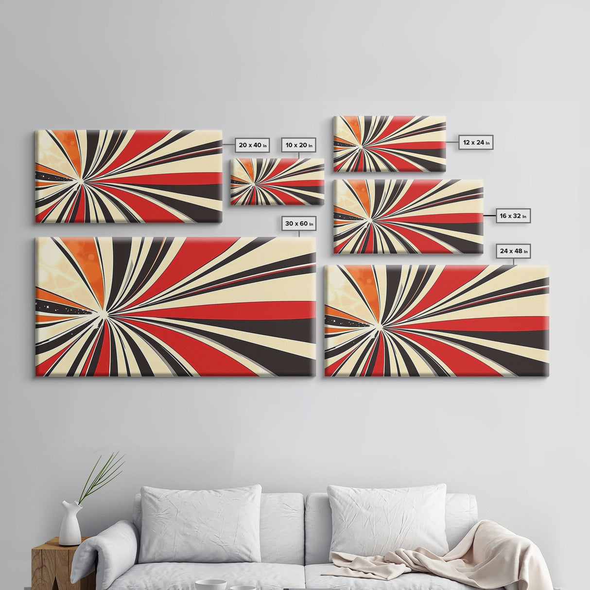 Mid-Century Modern Art Retro Geometric Wall Art Framed Canvas Print Wood Framed Home Decor Modern Abstract Painting