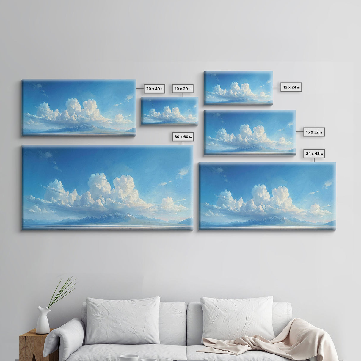 The Salt Flats, Framed Canvas Print, Panoramic Oil Painting Print, Beautiful Home Decor, Living Room Wall Art
