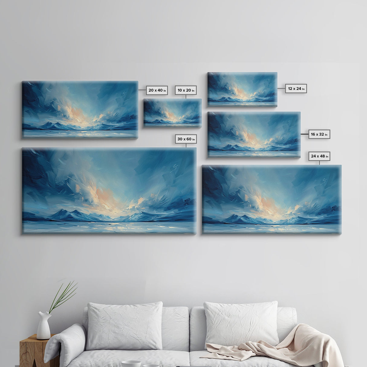 The Arctic - Framed Canvas Print - Wood Framed Wall Art - Landscape Oil Painting - Minimalist Landscape Wall Art