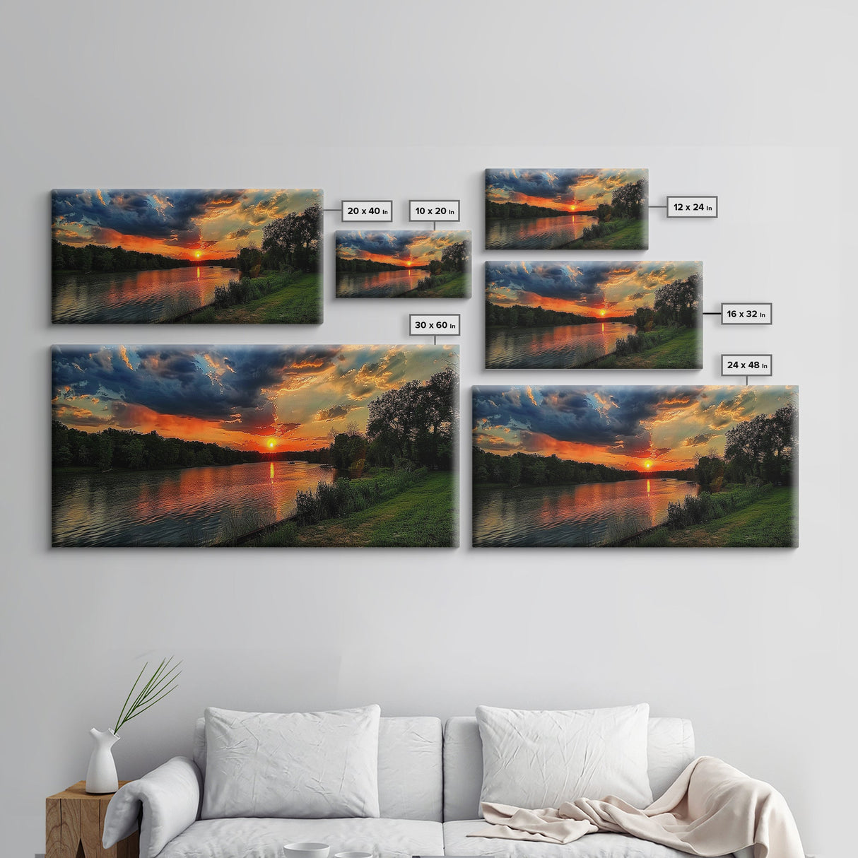 We're On River Time, Framed Canvas Print, Sunset Over An East Texas River, Photography Style Landscape Wall Art, Rustic Farmhouse Art