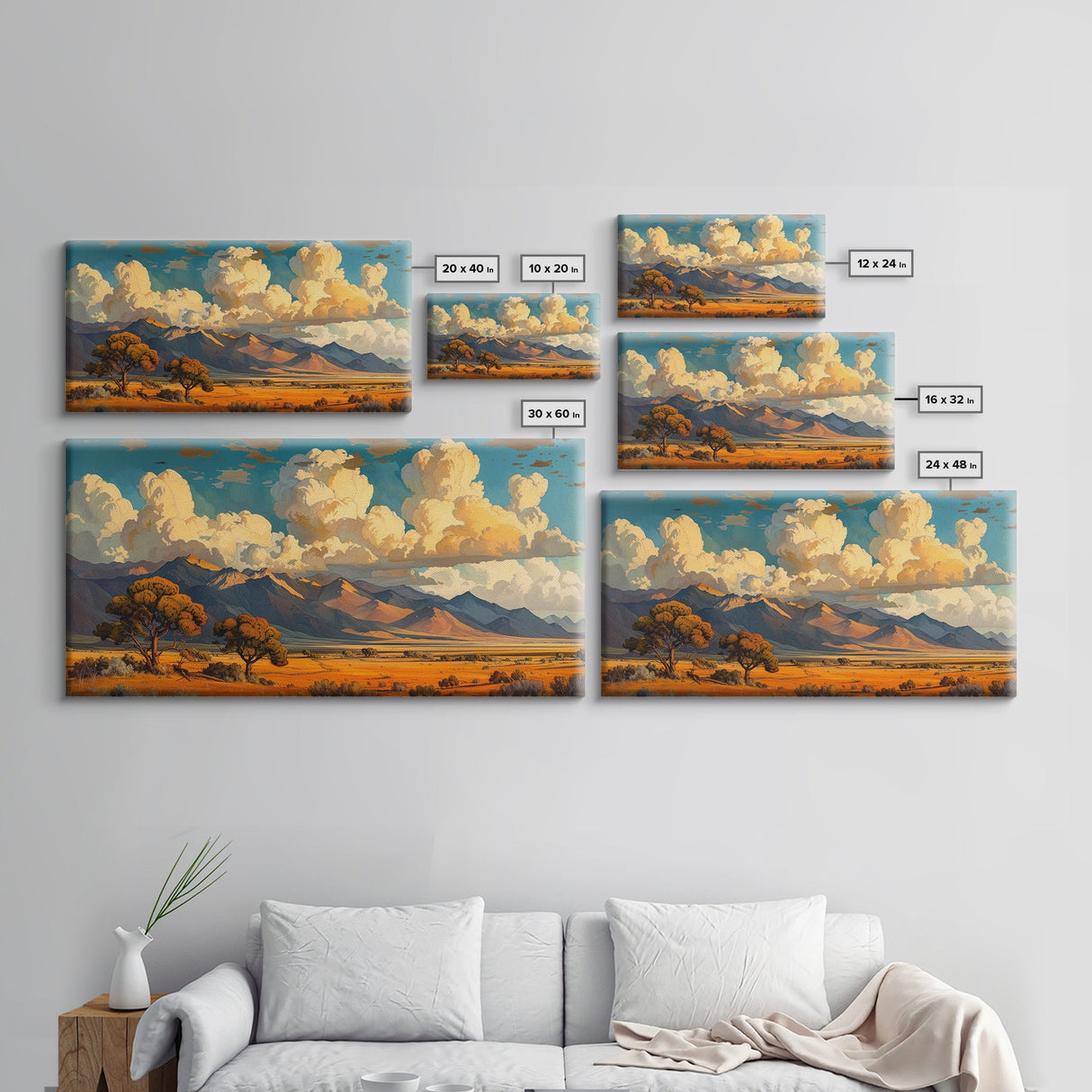 Home On The Mountains Framed Canvas Print, Southwestern Wall Art, Beautiful Home Decor For Above Sofa Or Couch, Rustic Farmhouse Art