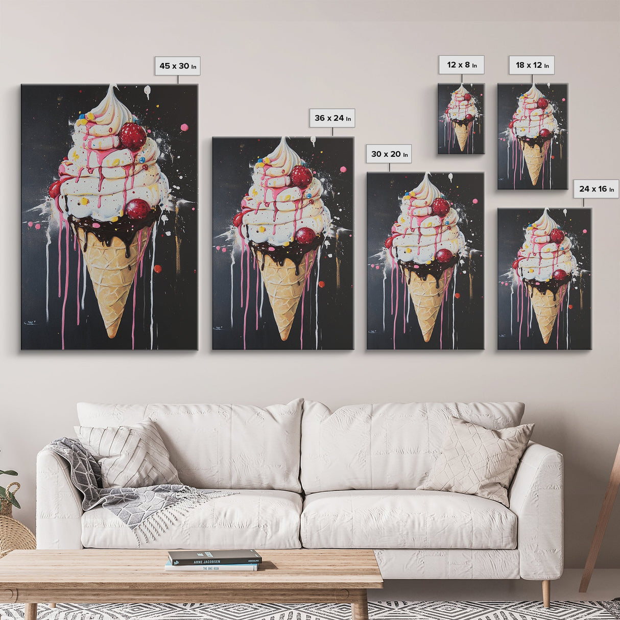 Ice Cream Shop Wall Art, Abstract Still Life Of Ice Cream, Food Review Wall Art, Kitchen Home Decor, Kitchen Art