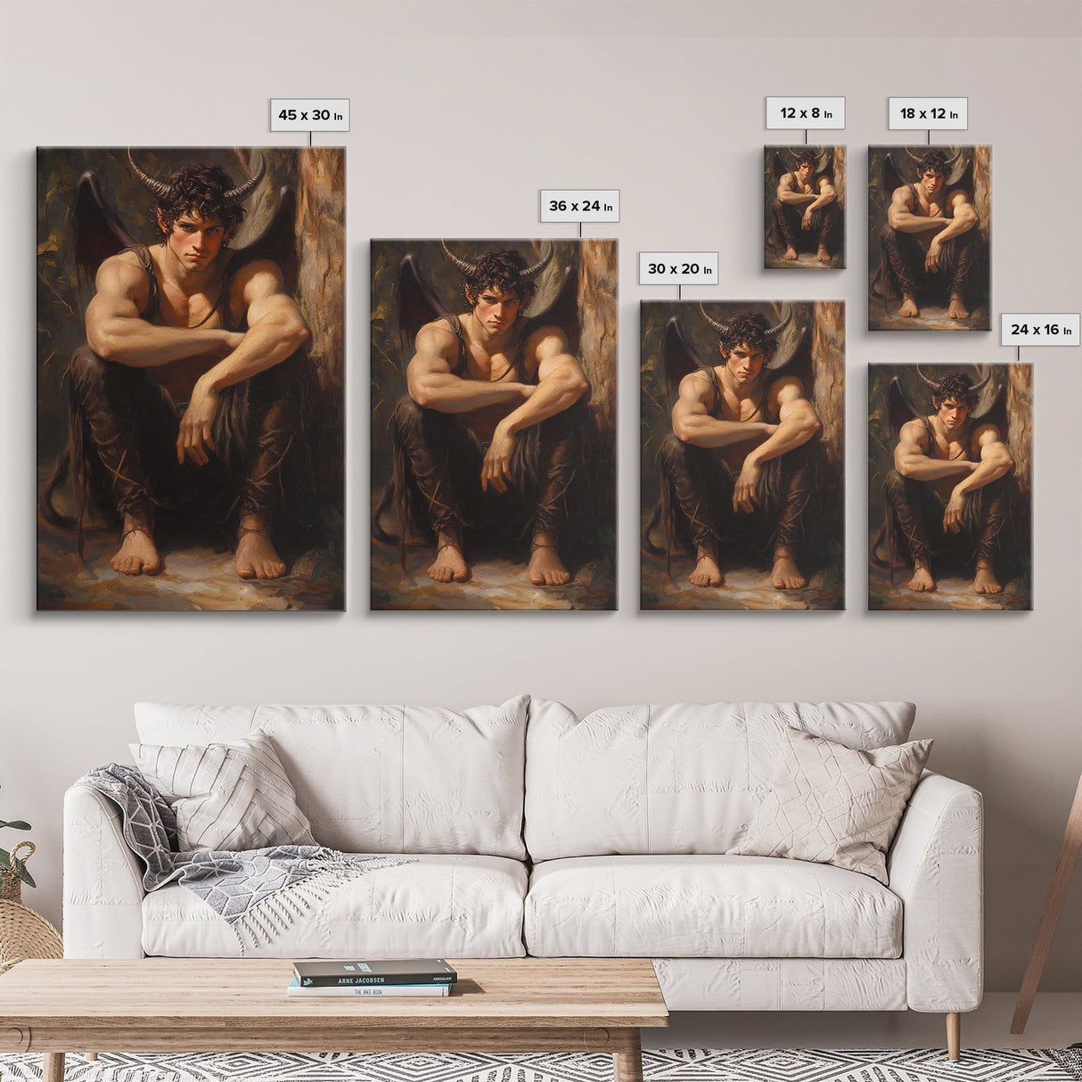 The Satyr Dark Macabre Wall Art, Framed Canvas Print, Dark Academia, Satyr Oil Painting, Halloween Decor