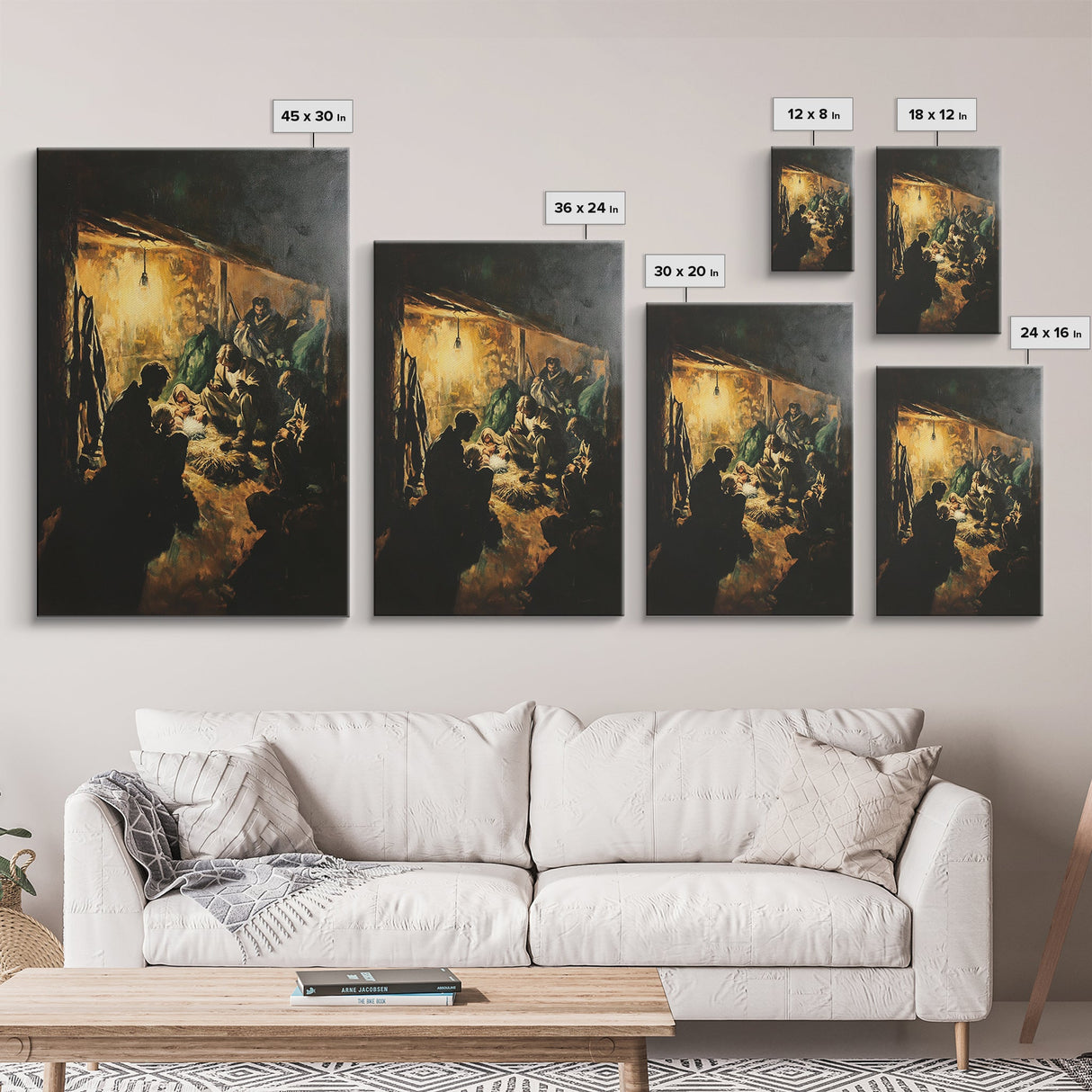 Nativity Art Print, Framed Canvas Print, Nativity Painting, Christmas Decor, Christmas Wall Art, Rustic Christmas Art, Farmhouse Christmas Decor