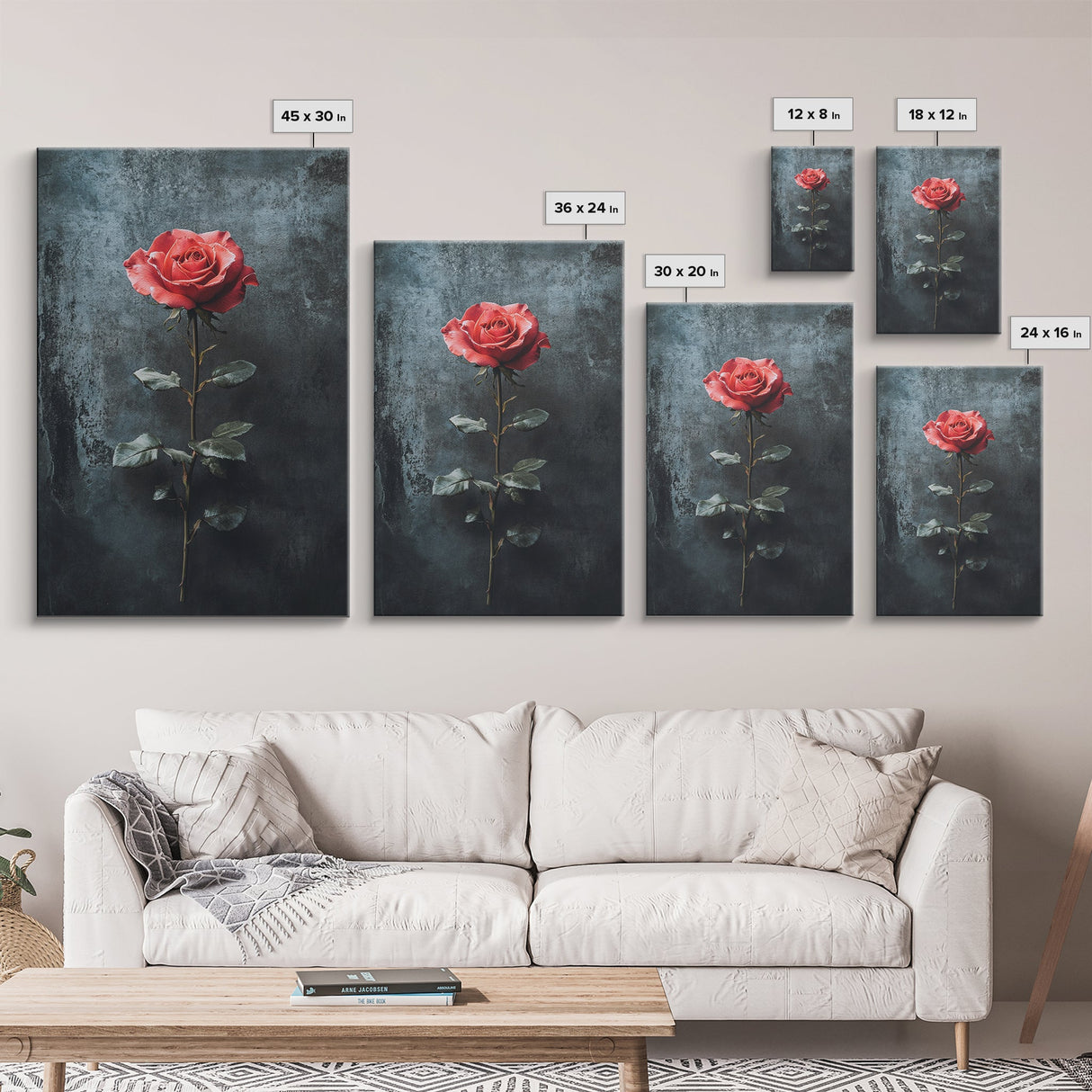 Red Rose Canvas Print, Art Print Roses Framed Canvas Print, Antique Flowers Print, Oil Painting Vintage Flowers, Ready To Hang, Flowers Wall Art