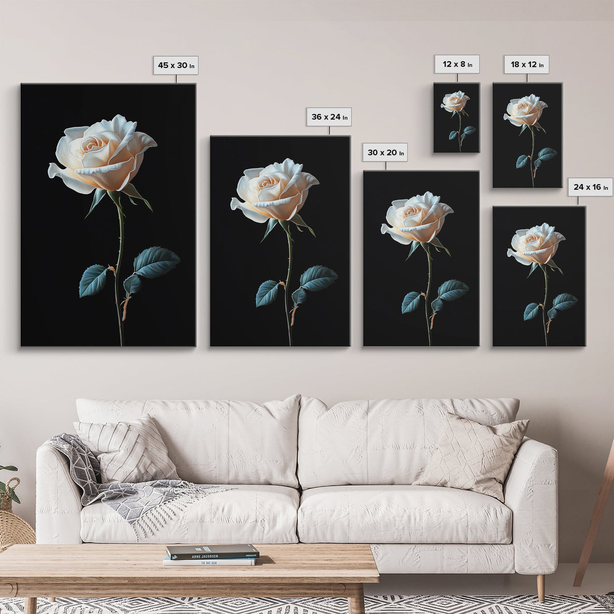 Still Life Photograph of a White Rose, Framed Canvas Print, Rose Painting, Rose Decor, Rose Wall Art, Mother's Day Gift Idea, Flower Wall Art
