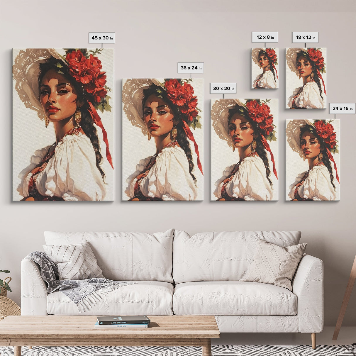 Latina Art Print on Canvas, Maximalist Wall Art, Latino Wall Art, Eclectic Home Decor, Chicano Painting, Mexicano Wall Art, Pueblo Style Art