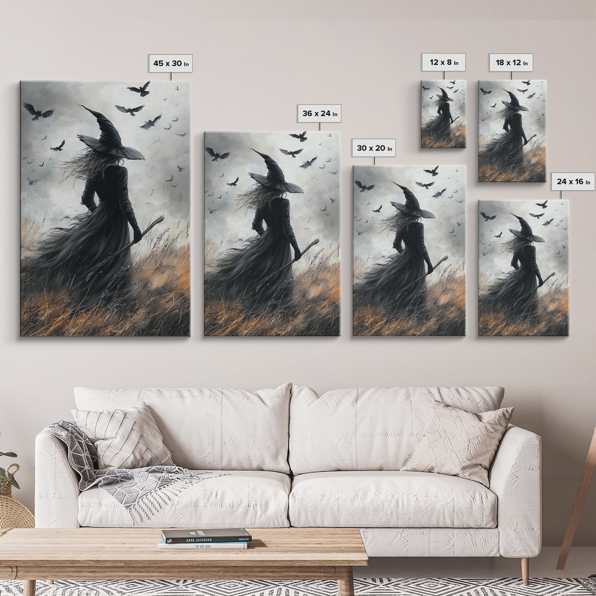 Witch Painting Print, Spooky Season Witchy Wall Art, Framed Canvas Print, Gothic Home Decor, Goth Decor, Witch Wall Art, Halloween Decor