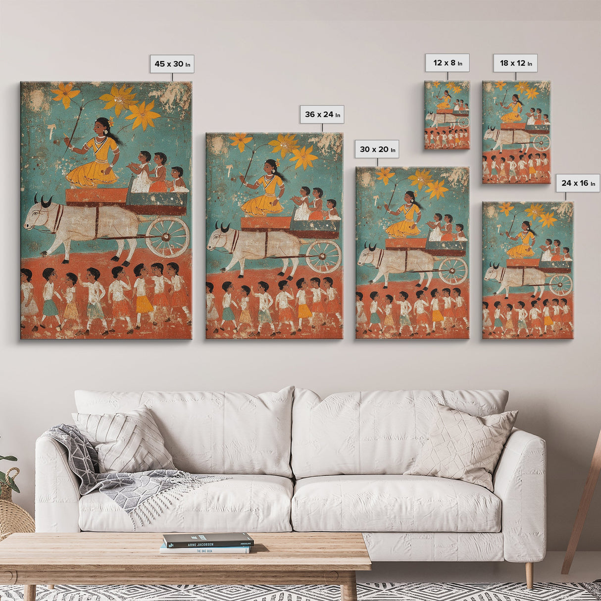 19th Century Folk Art Canvas Print, Rustic Home Decor, Chicano Wall Art, Rustic Farmhouse Painting, Minimalist Decor
