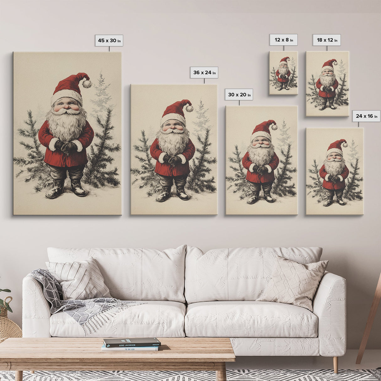 Sketch of Santa Canvas Print - Framed Canvas - Minimalist Christmas Art - Boho Christmas Art - Rustic Christmas Art