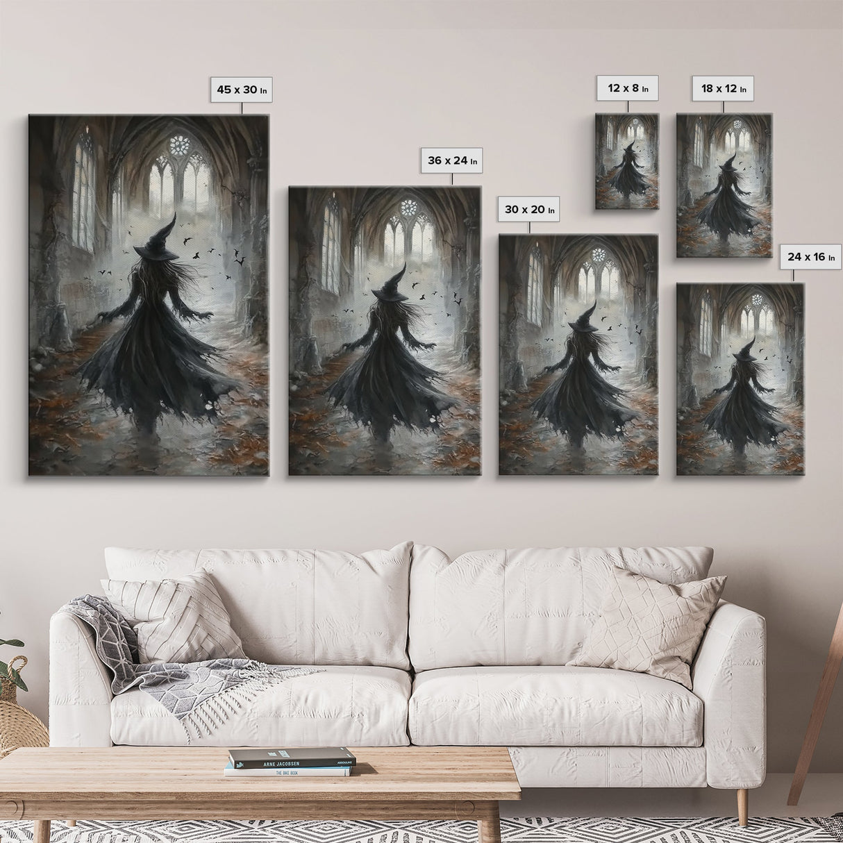 Witchy Decor Framed Canvas Print, Dark Academia, Witch Painting Print, Gothic Decor, Moody Witch Oil Painting, Halloween Art