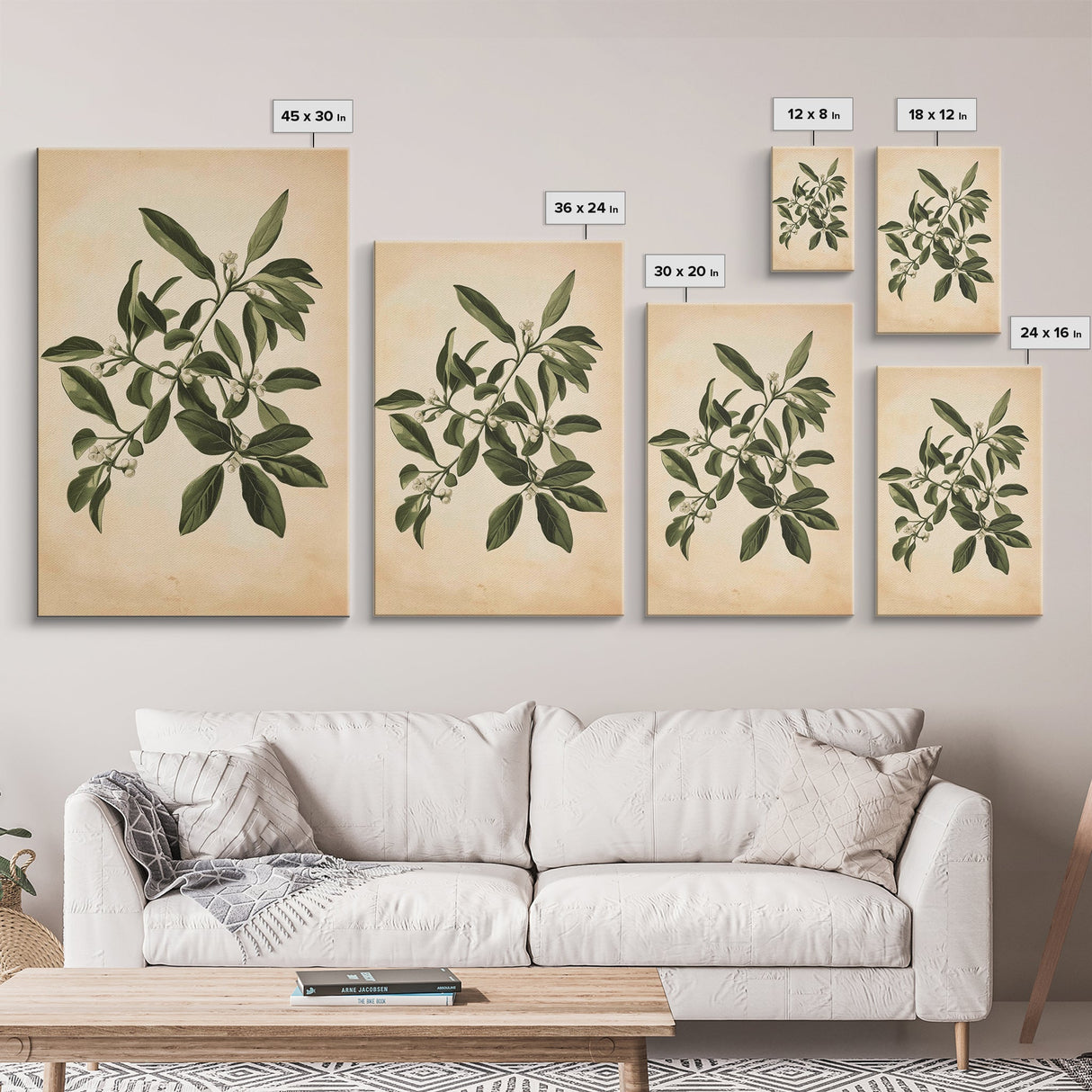 Mistletoe Canvas Print - Framed Canvas - Minimalist Christmas Art - Boho Christmas Art - Rustic Christmas Art