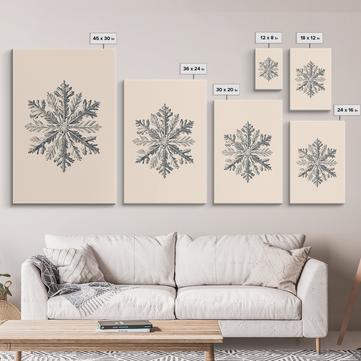 Snowflake Canvas Print - Framed Canvas - Minimalist Christmas Art - Boho Christmas Art - Rustic Christmas Art - Winter Decor - Winter Art