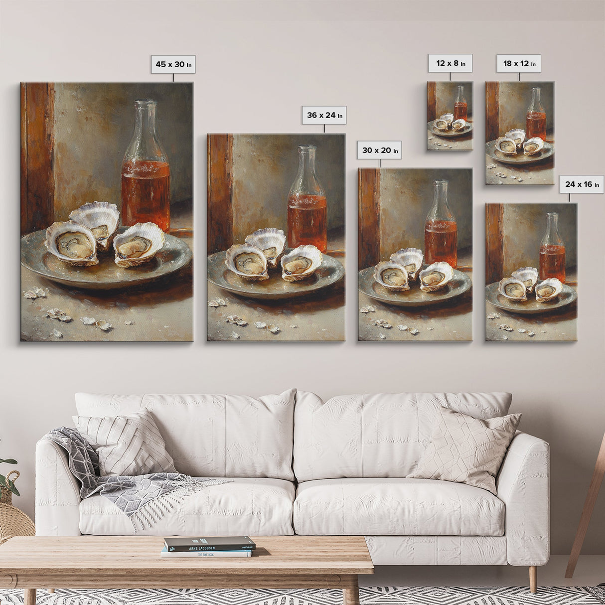 Retro Oysters Poster Canvas Print Kitchen Wall Art Oyster Kitchen Retro Food Art Coastal Seafood Bar Decor Cocktail Art