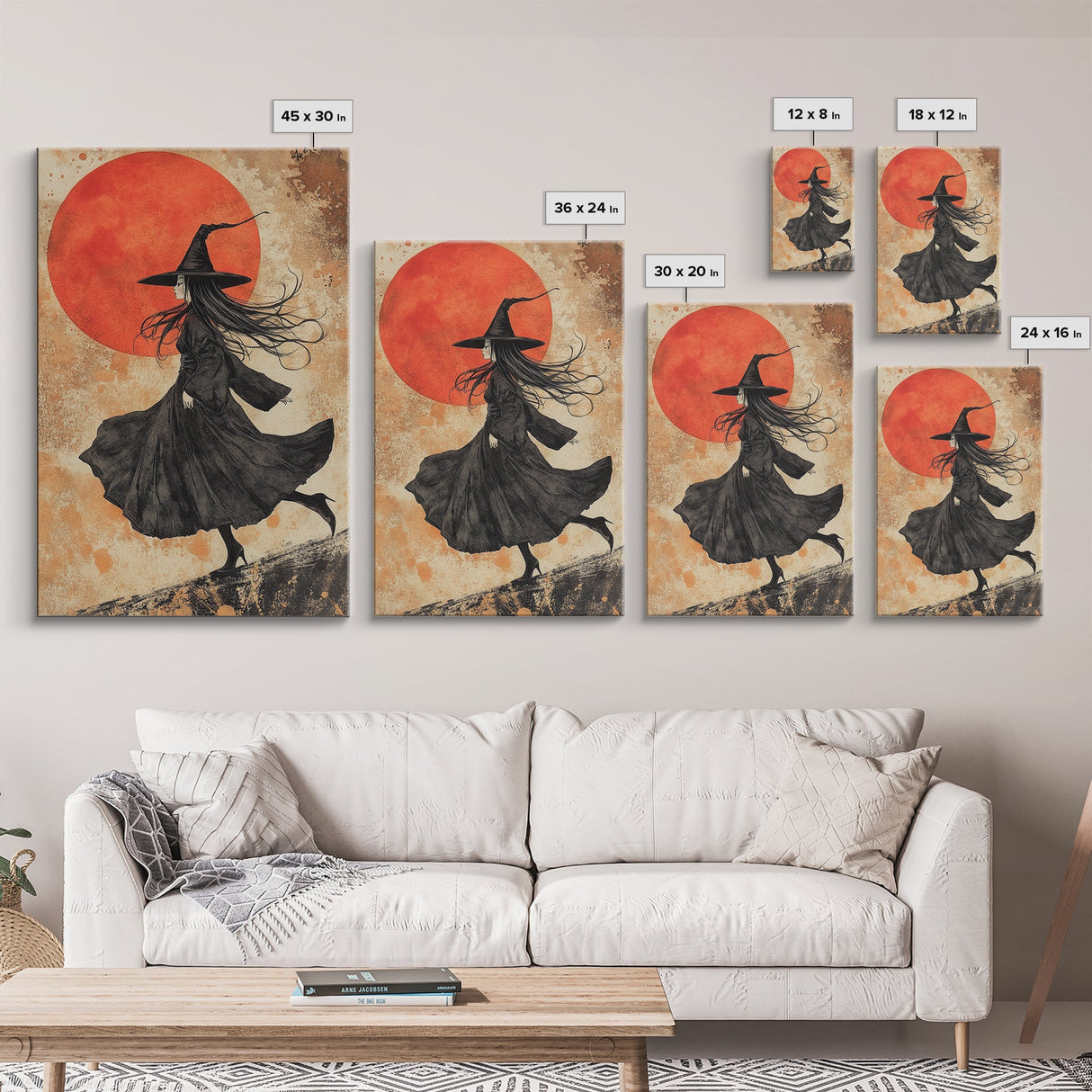 It's All Downhill From Here, Framed Canvas Print, Wabi Sabi Witch Decor, Witch Painting, Witchy Gift, Witchy Home Decor