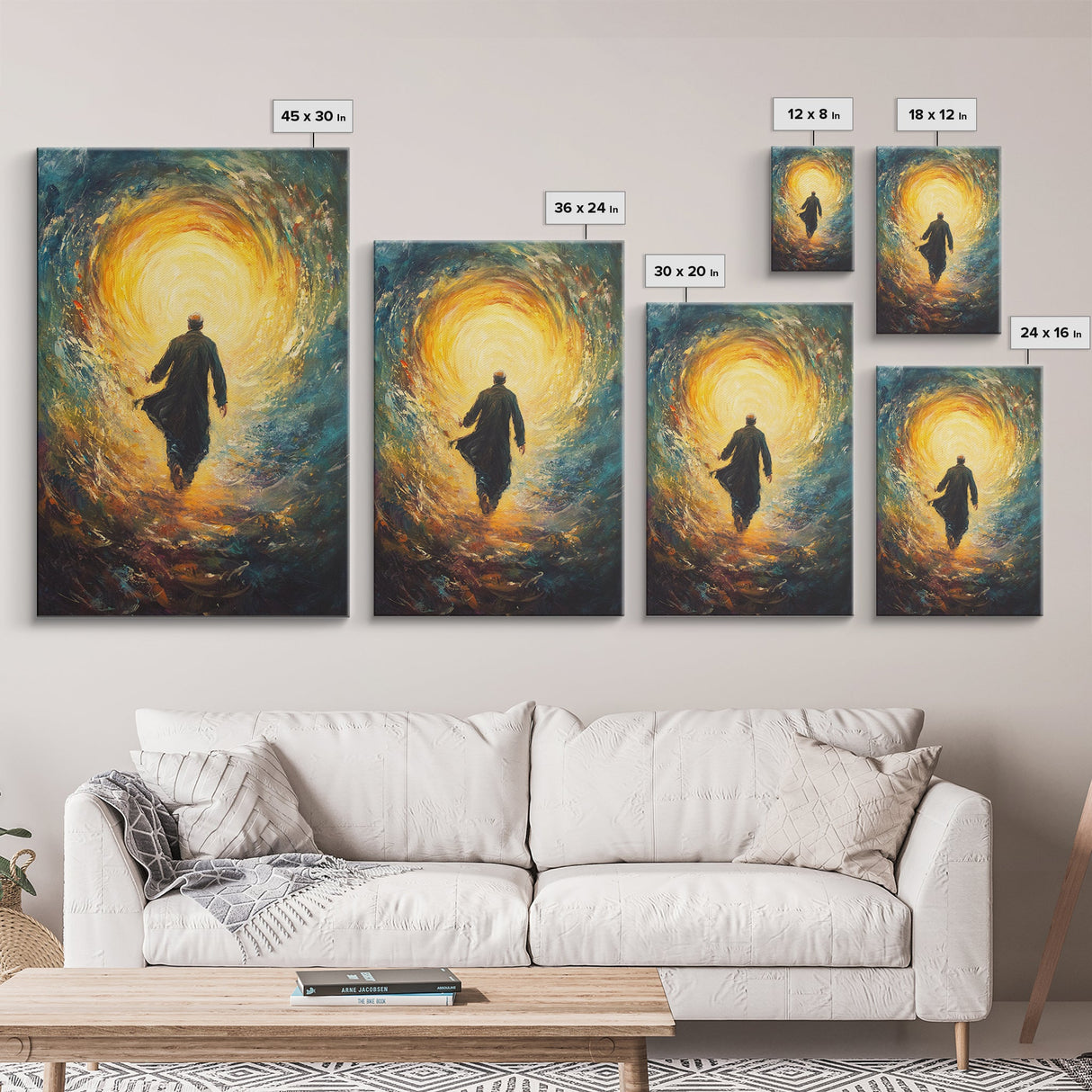 Bahai Wall Art Framed Canvas Print, Retro Abstract Wall Art