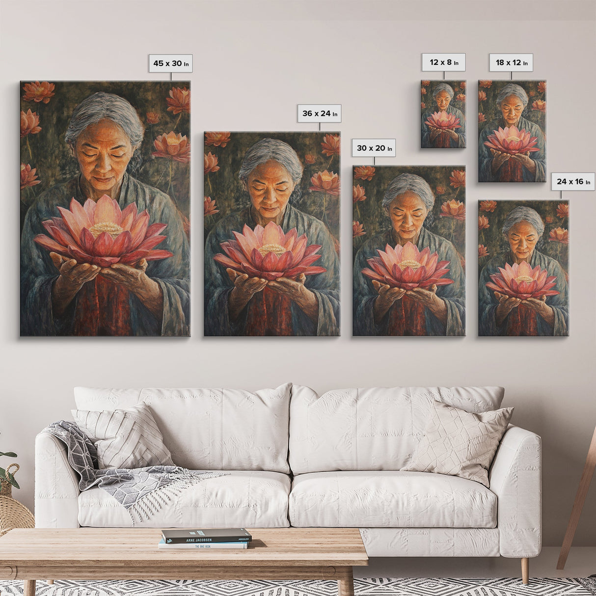 Bahai Wall Art Framed Canvas Print, Retro Abstract Wall Art, Living Room Decor
