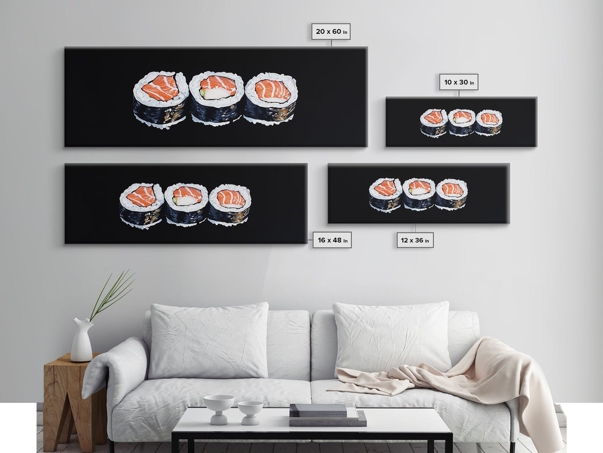 Abstract Sushi Painting Print, Food Art, Framed Canvas Print, Kitchen Decor, Minimalist Kitchen Wall Art, Kitchen Painting, Wall Art For Kitchen