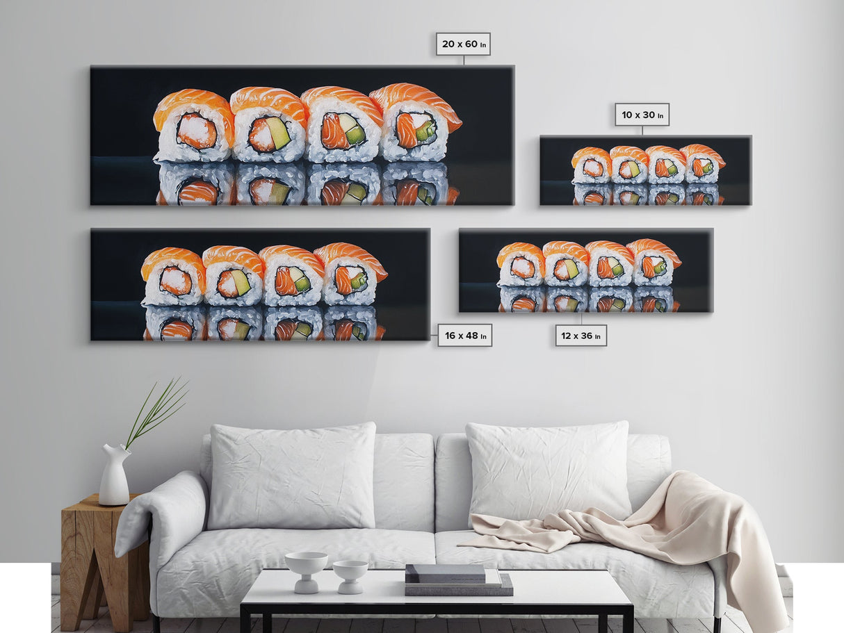 Kitchen Wall Art Home Decor, Dining Room Art, Painting of Sushi Canvas Print, Modern Art, Eclectic Kitchen Decor, Modern Kitchen