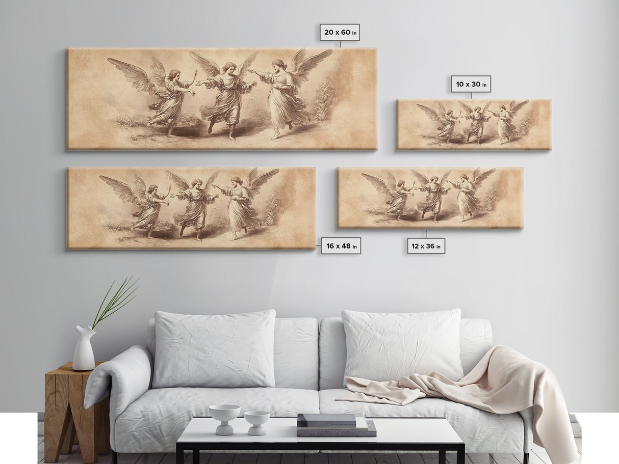 Guardian Angel Painting Print, Angelic Wall Art, Angel Painting, Guardian Angels Print, Original Panoramic Angel Painting, Angel Sketch