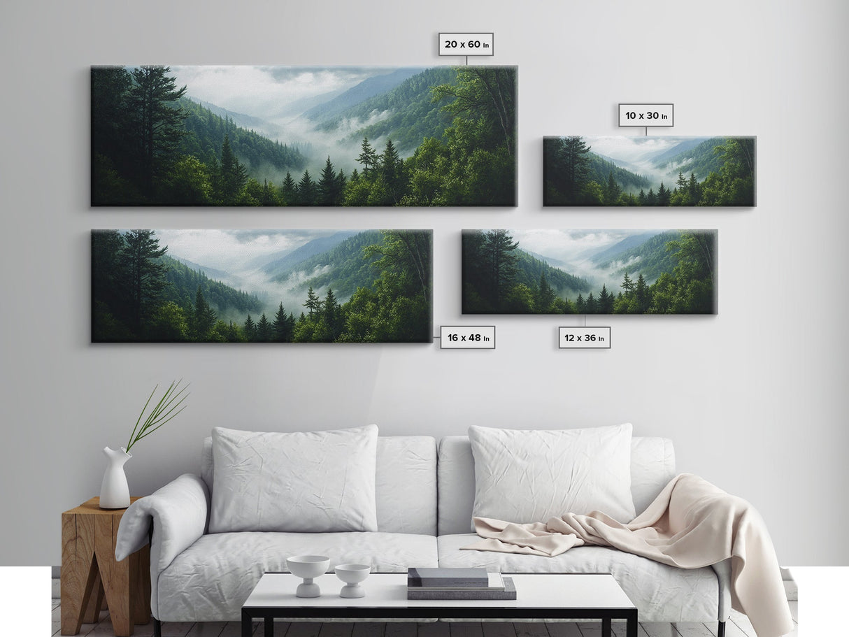 Emerald Green Mountain Landscape Wall Art Canvas Blue Ridge Mountains Print Extra Large Wall Art For Living Room Above Sofa