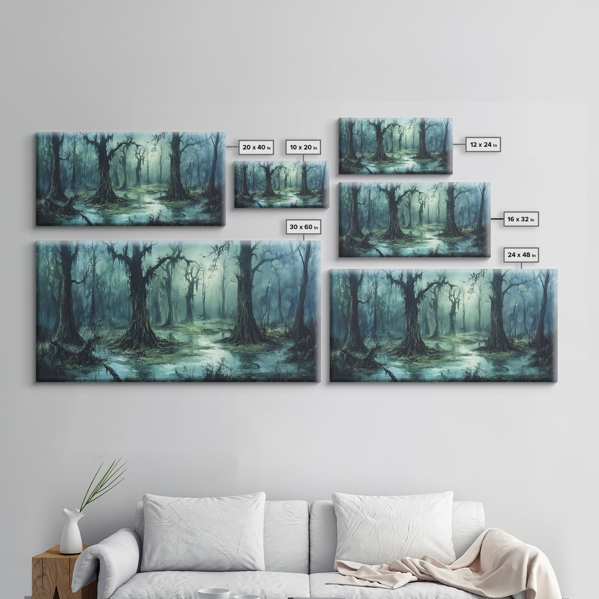 Victorian Swamp Painting Canvas print, Dark and Moody Victorian Gothic Wall Art, Mood Setting Living Room Wall Art, Dark Academia Art