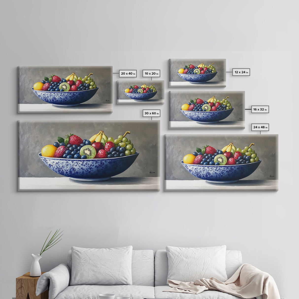 Still Life Oil Painting Print of Fruit in a Bowl, Framed Canvas Print, Victorian Oil Painting Still Life, Kitchen Wall Art, Kitchen Decor