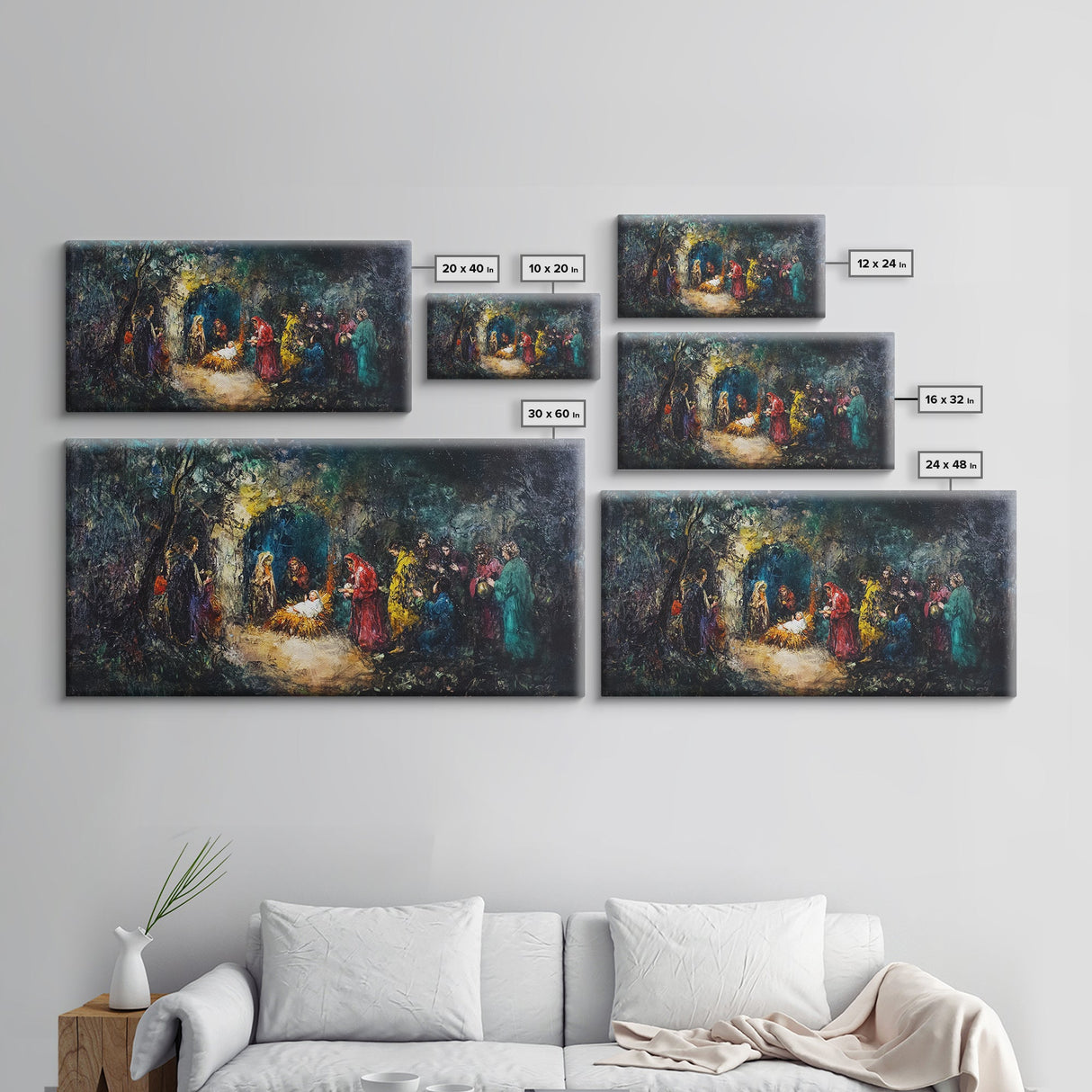 Modern Abstract Oil Painting Print of Nativity - Framed Canvas Print - Christrmas Art - Christian Wall Art - Christmas Home Decor