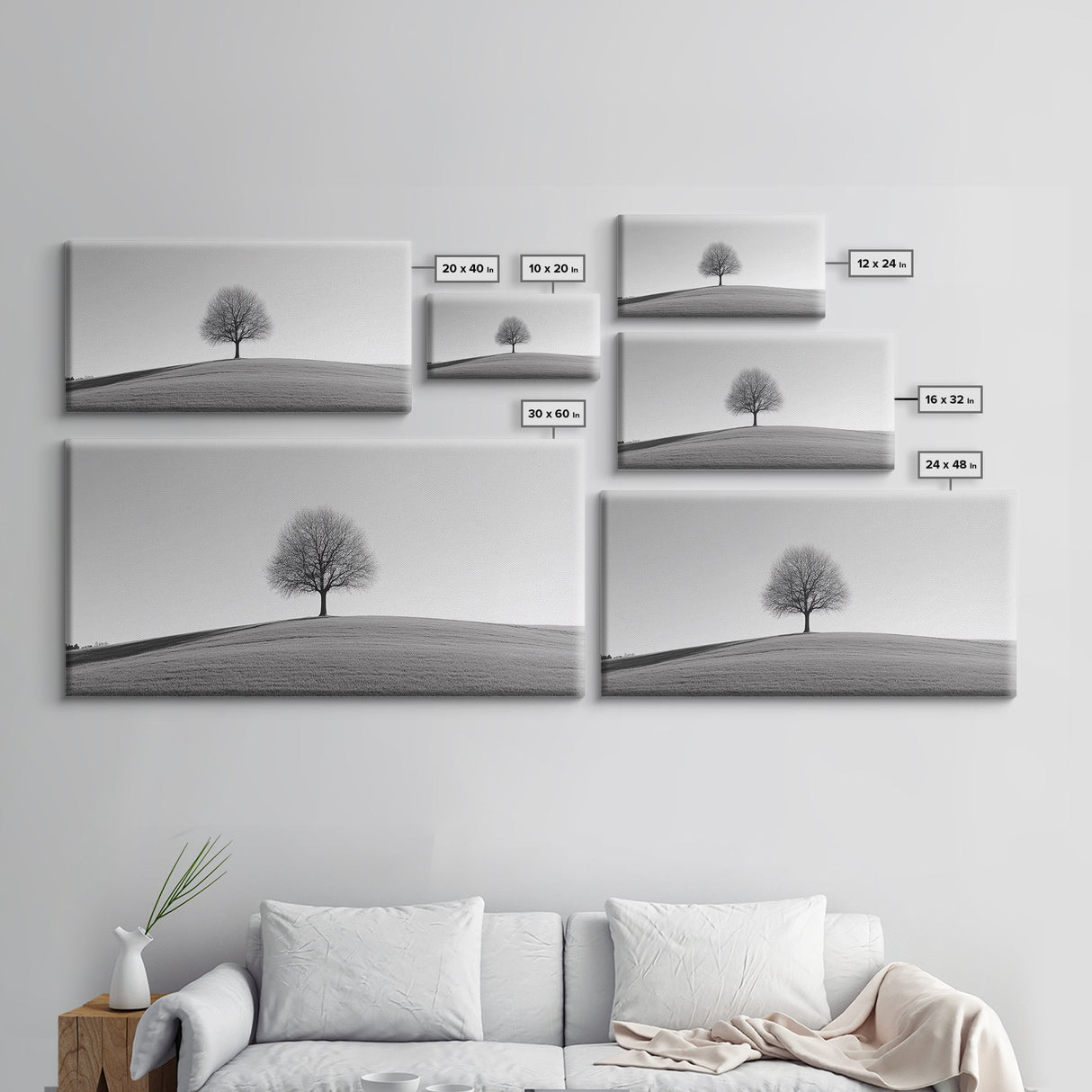 Loneliness - Framed Canvas Print Ready To Hang Wall Art - Thought Provoking Art - Moody Wall Art - Moody Painting - Black and White Dead Tree Art
