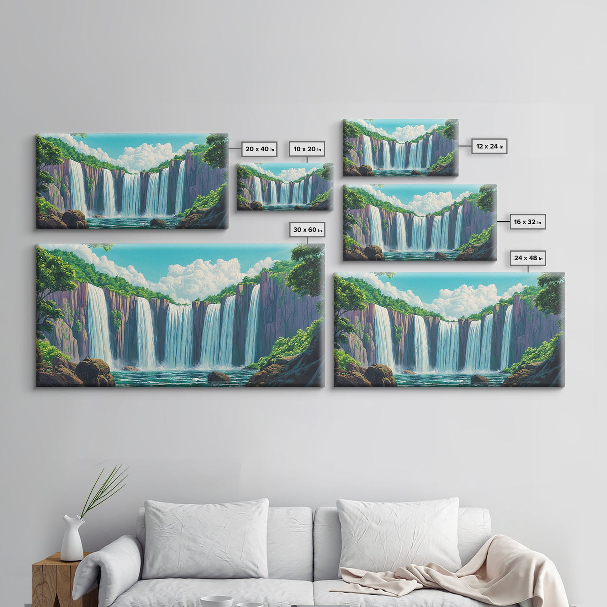 Fantasy Waterfall Painting Print | Fantasy Decor | Magical Enchanted Waterfall Wall Art | Living Room Decor Ready To Hang | Extra Large Art