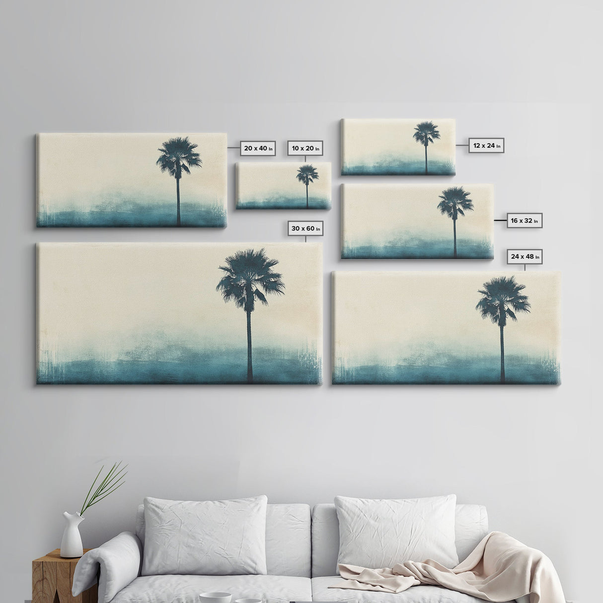 Abstract Palm Tree Nautical Oil Painting Canvas Print Ready To Hang