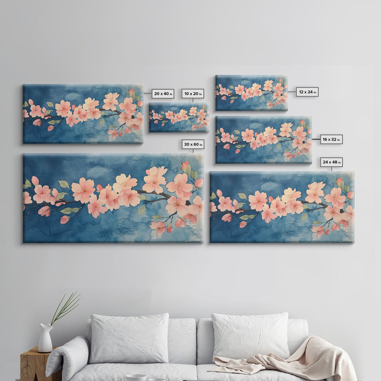 Cherry Blossoms Wall Art Canvas Print - Pink Cherry Blossom Canvas Oil Painting - Wabi Sabi Wall Art - Purple Tree Nature Decor
