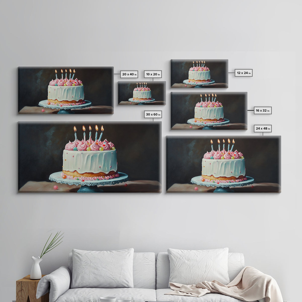 Painting Print of a Wedding Cake, Framed Canvas Art, Kitchen Decor, Wedding Decor, Kitchen Wall Art