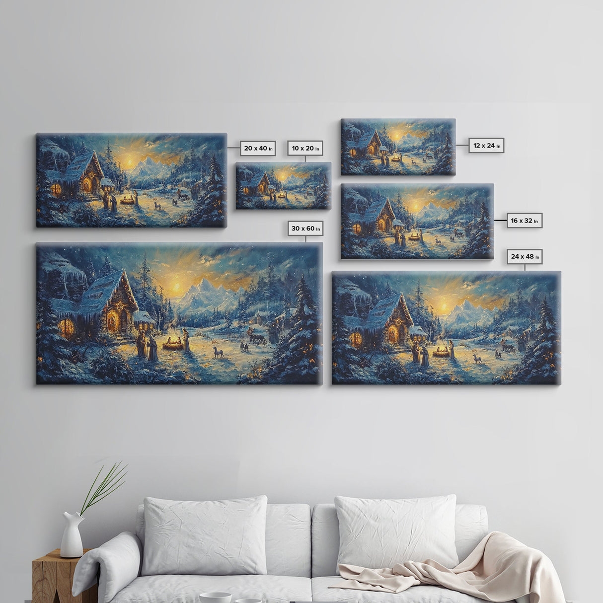Christmas Nativity Oil Painting Print, Christmas Wall Art, Framed Christmas Canvas Art, Christmas Home Decor, Seasonal Wall Art