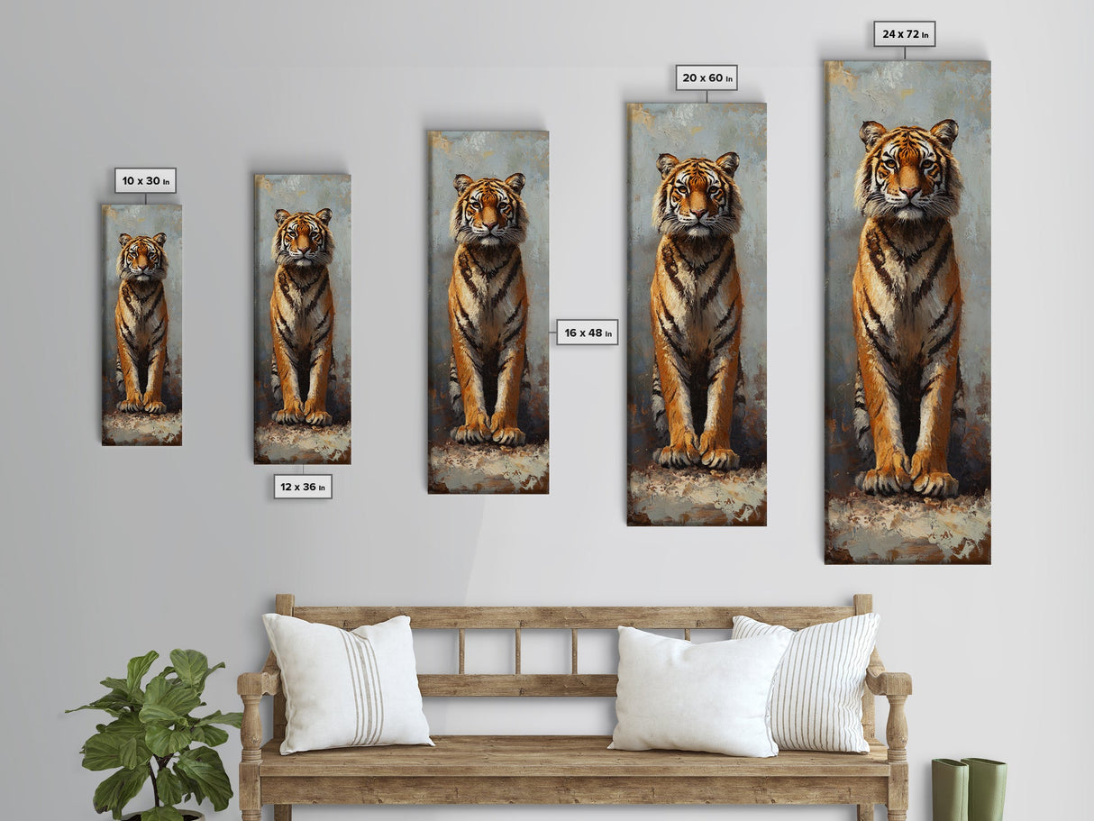 Majestic Tiger Painting Framed Canvas Print, Animal Wall Art, Rustic Decor Above Sofa Art, Bedroom Art Living Room Art Christmas