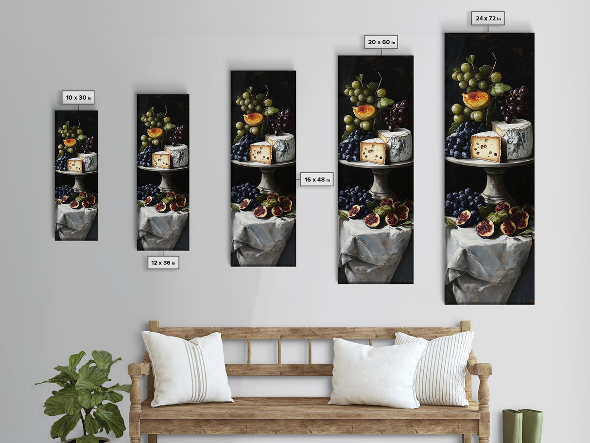 Canvas Print Cheese Platter with Grapes Art Farmhouse Wall Art Food Review Kitchen Decor Rustic Art