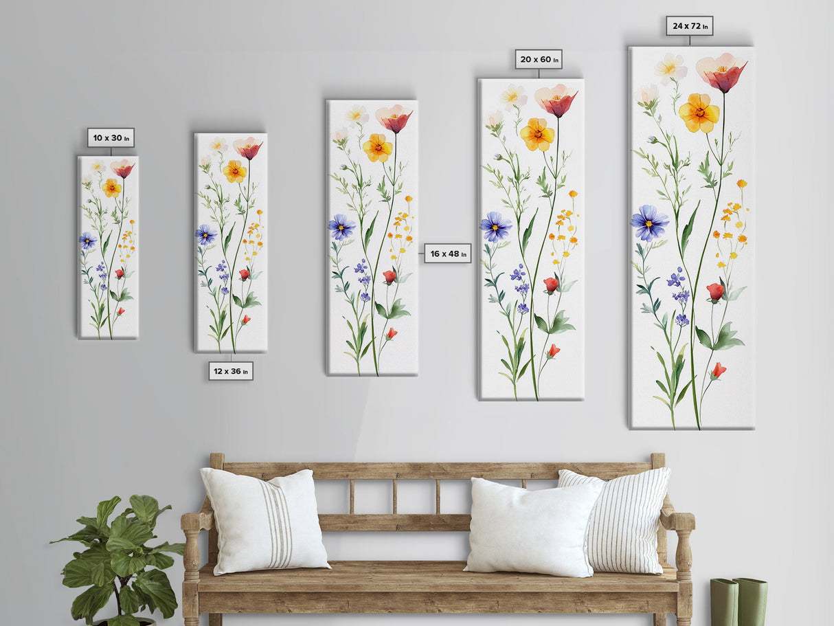 Boho Floral Botanical Print - Framed Canvas Print with Delicate Watercolor Wildflowers for Nature-Inspired Wall Art