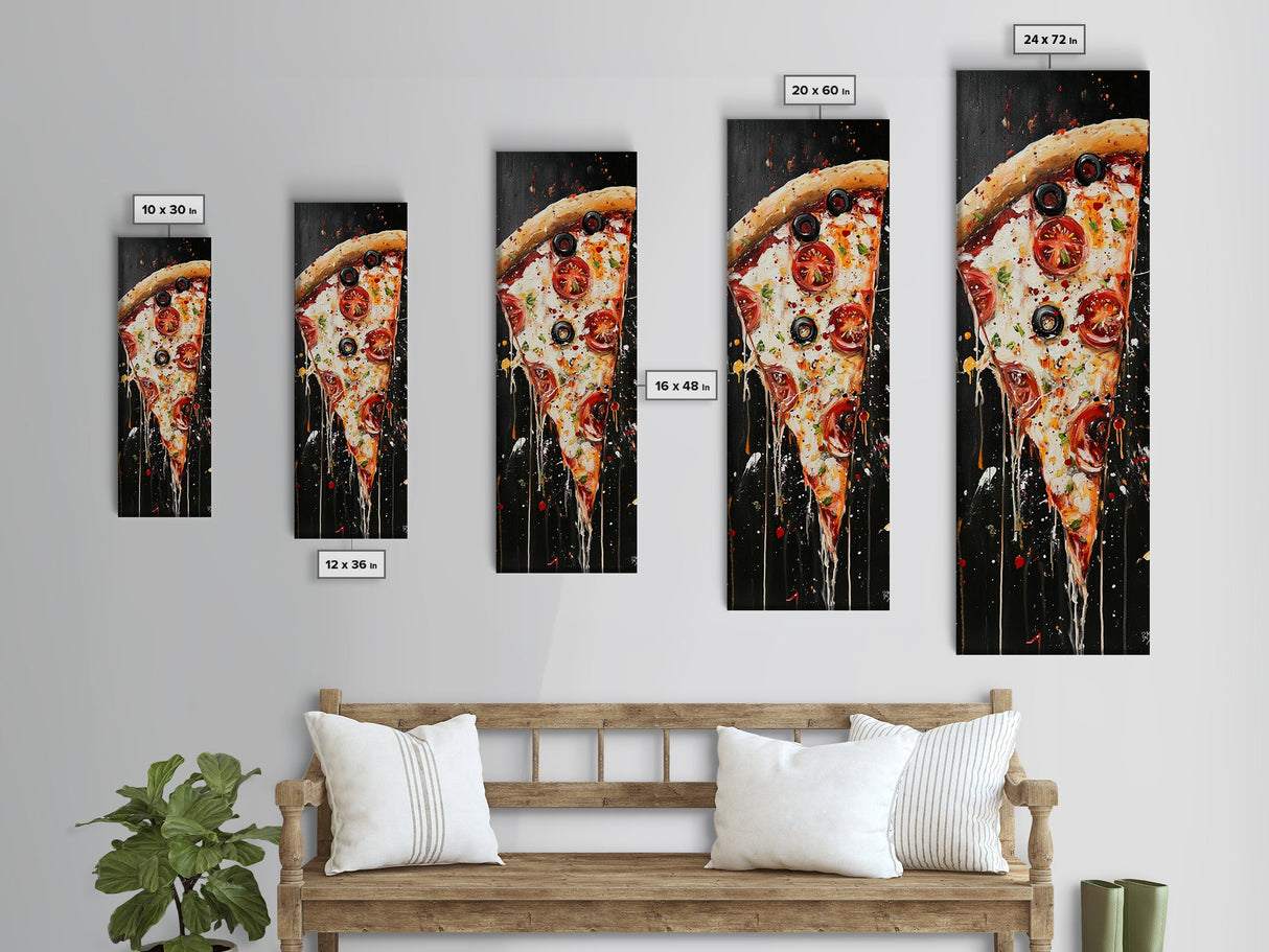 Pizza Painting Wall Art - Framed Canvas Print - Funky Kitchen Art - Kitsch Decor - Restaurant Wall Art