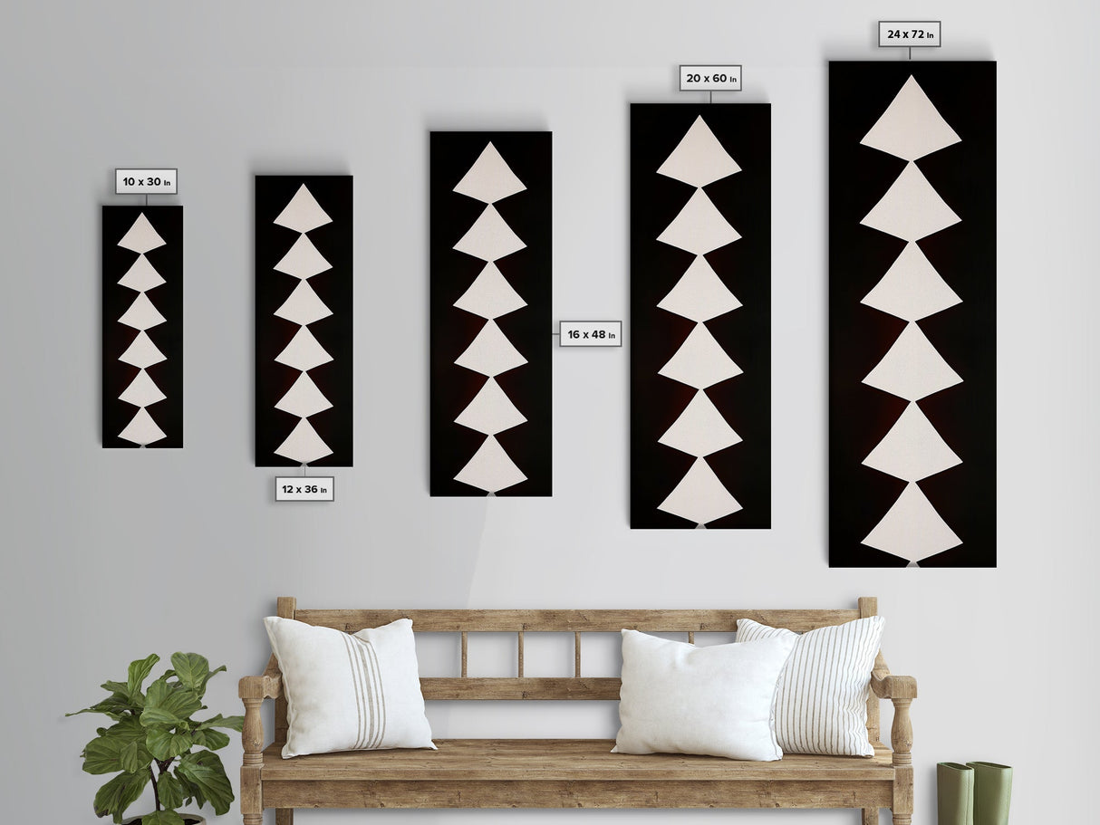Framed Canvas Print of Sacred Geometry Wall Art with Bold Red Accents, Abstract Art, Minimalist Wall Art, Modern Aesthetic, Black White and Red Decor, Tall Skinny Art