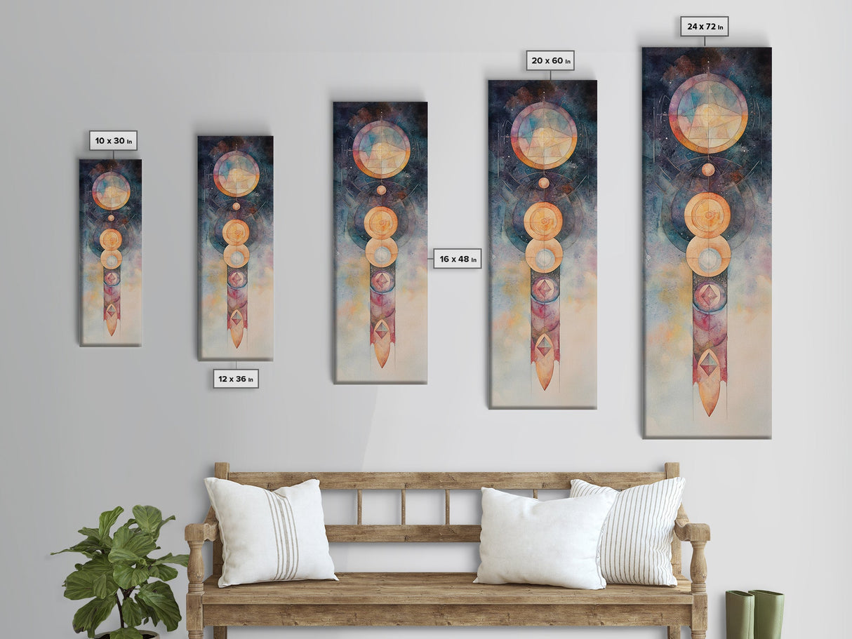 Sacred Geometry Art, Mystic Canvas Print, Sacred Geometry Art, Vertical Wall Art For Bedroom And Living Room Decor